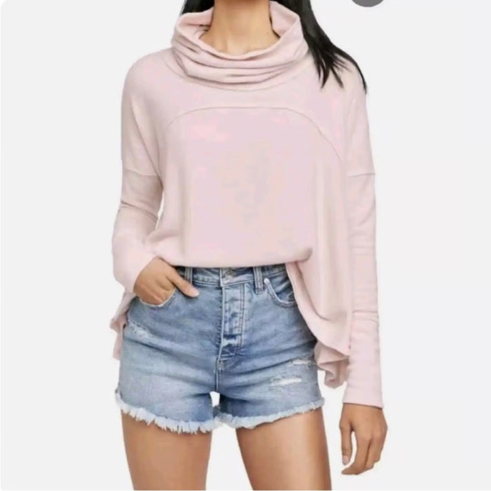 We The Free Women's Cozy Time Funnel Neck Top Super Soft Light Pink-‎ Size Small